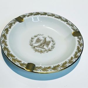 Limoges Jammet Seignolles France Ashtray Gold Accents Eagle Crest